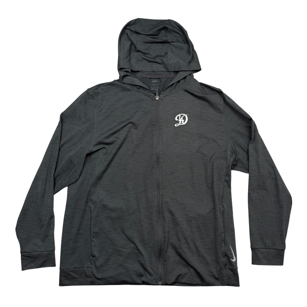 Nike LA Dodgers Yoga Dri-fit Full Zip Hoodie Men XL Dark Gray Stretch CZ2217-010